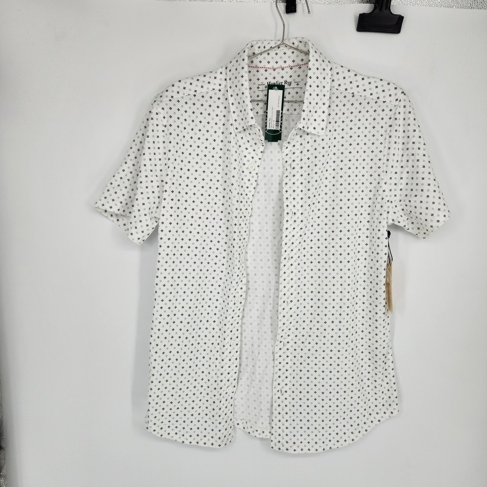 Hawker Rye Men's White Medium Geo Printed Knoven Shirt NWT